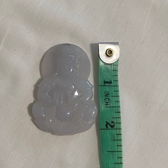 Ice Jade Baoping Guanyin Bodhisattva Natural Burmese Jade Grade-A Pendant - Picture 6 of 7
